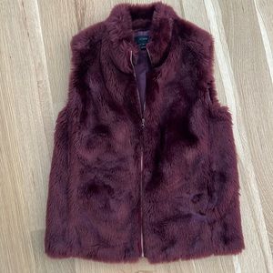 J. Crew Maroon Fur Vest